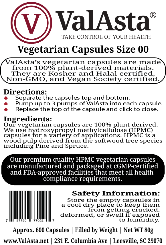 Vegetarian Capsules Size 00