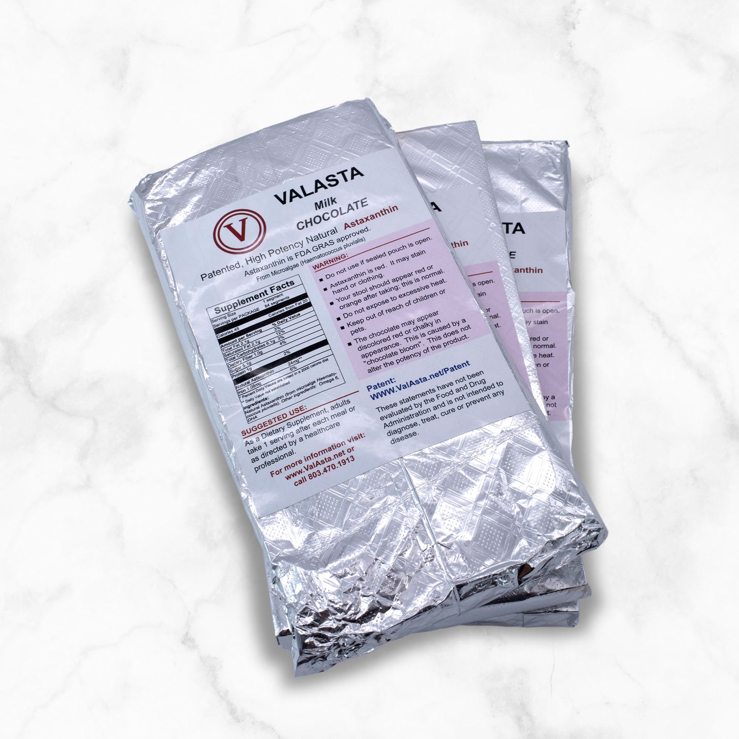 ValAsta Astaxanthin 3 Bars of MILK CHOCOLATE
