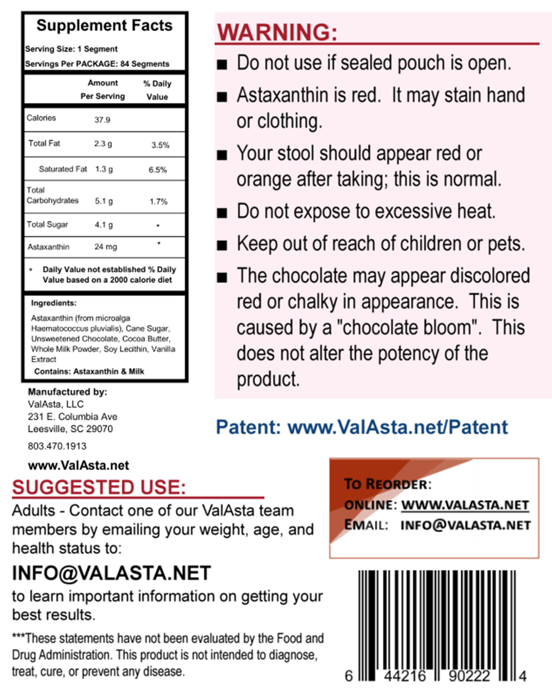 
                  
                    ValAsta Astaxanthin 3 Bars of MILK CHOCOLATE
                  
                